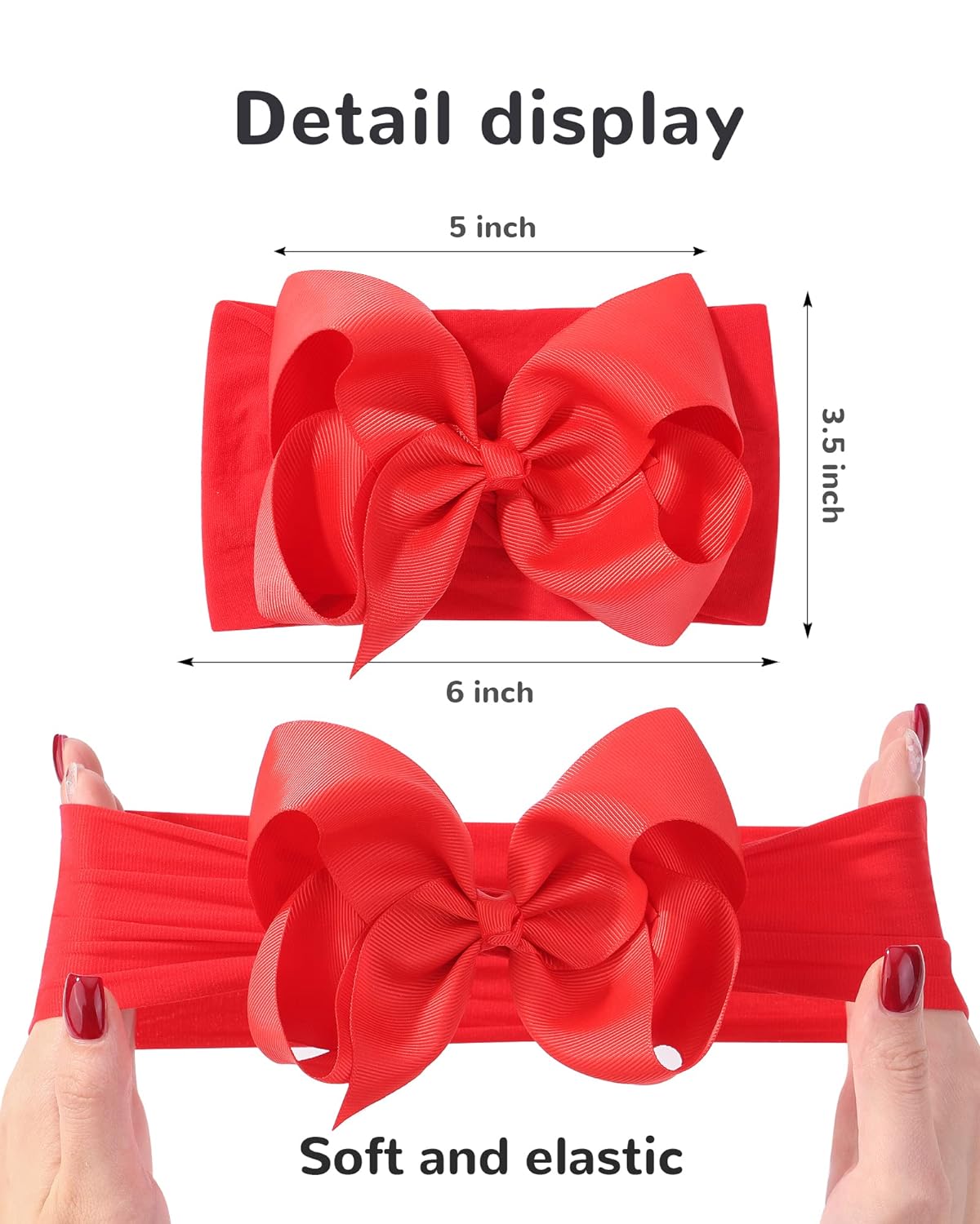 doboi 20pcs Baby Girl Bows Baby Headbands 6Inches Hair Accessories Infant Newborn Toddler Baby Bows and Nylon Headbands Big Bows for Baby Girls - Image 2
